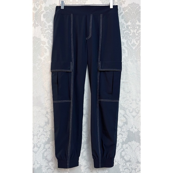 Athleta Chelsea Utility Jogger Pants In Navy Blue & White Stitching Size 8 GUC - Picture 2 of 10